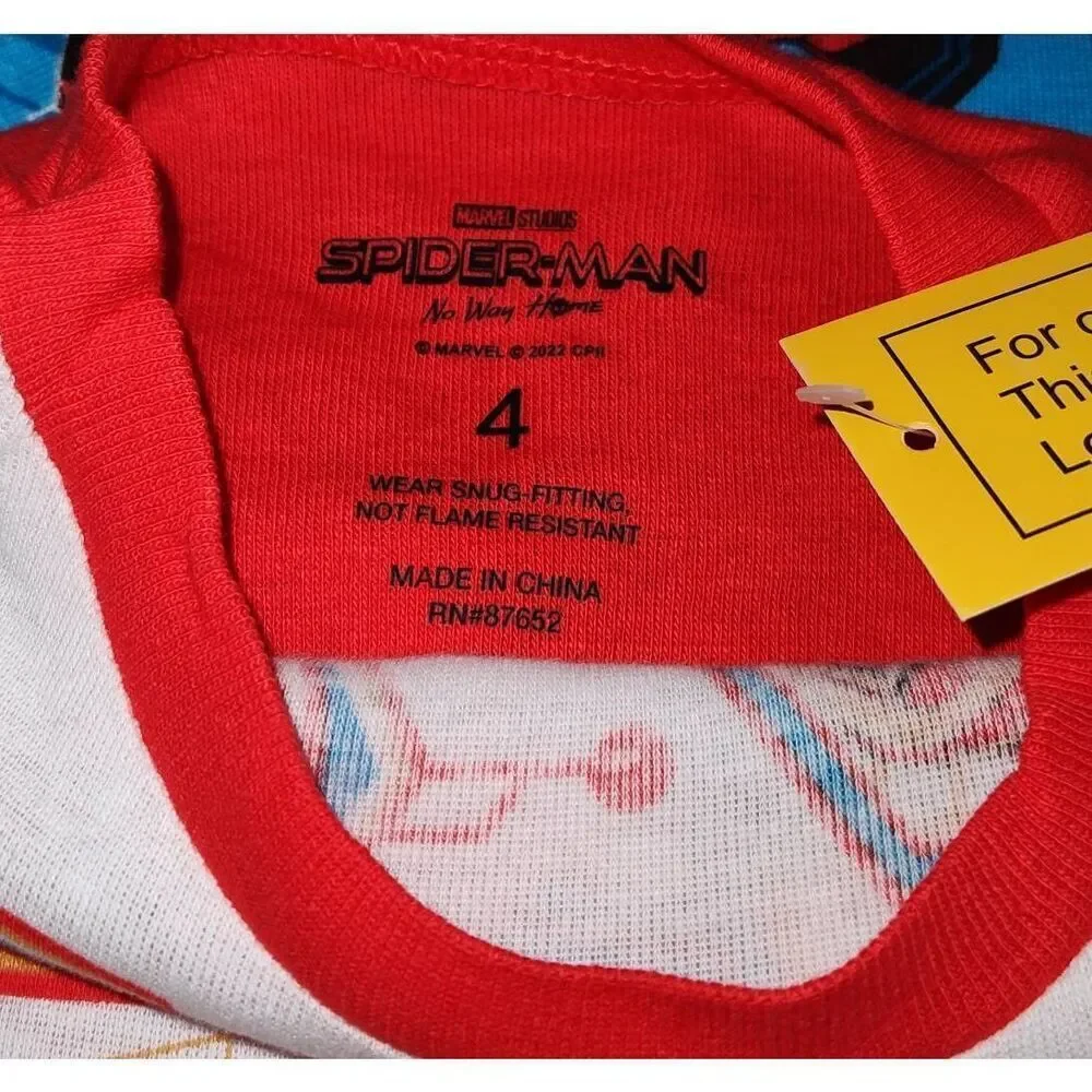 Lot of 2 Size 4T Toddler Boys Spiderman Pajamas Shirt Shorts PJ Set Red and blue - Picture 11 of 14